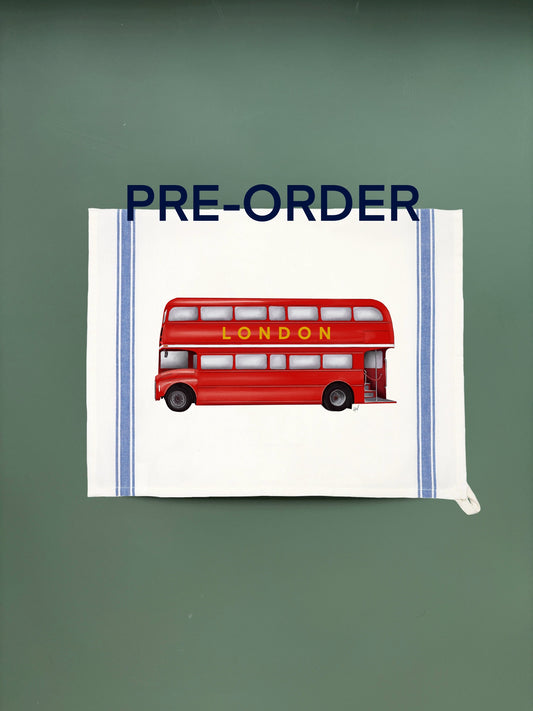 London Bus Striped Kitchen Towel