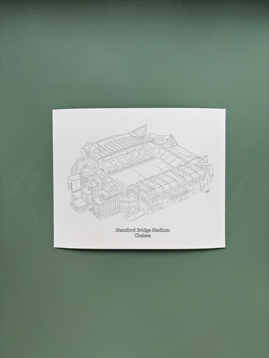 Chelsea Stamford Bridge Stadium Print (Black & White)