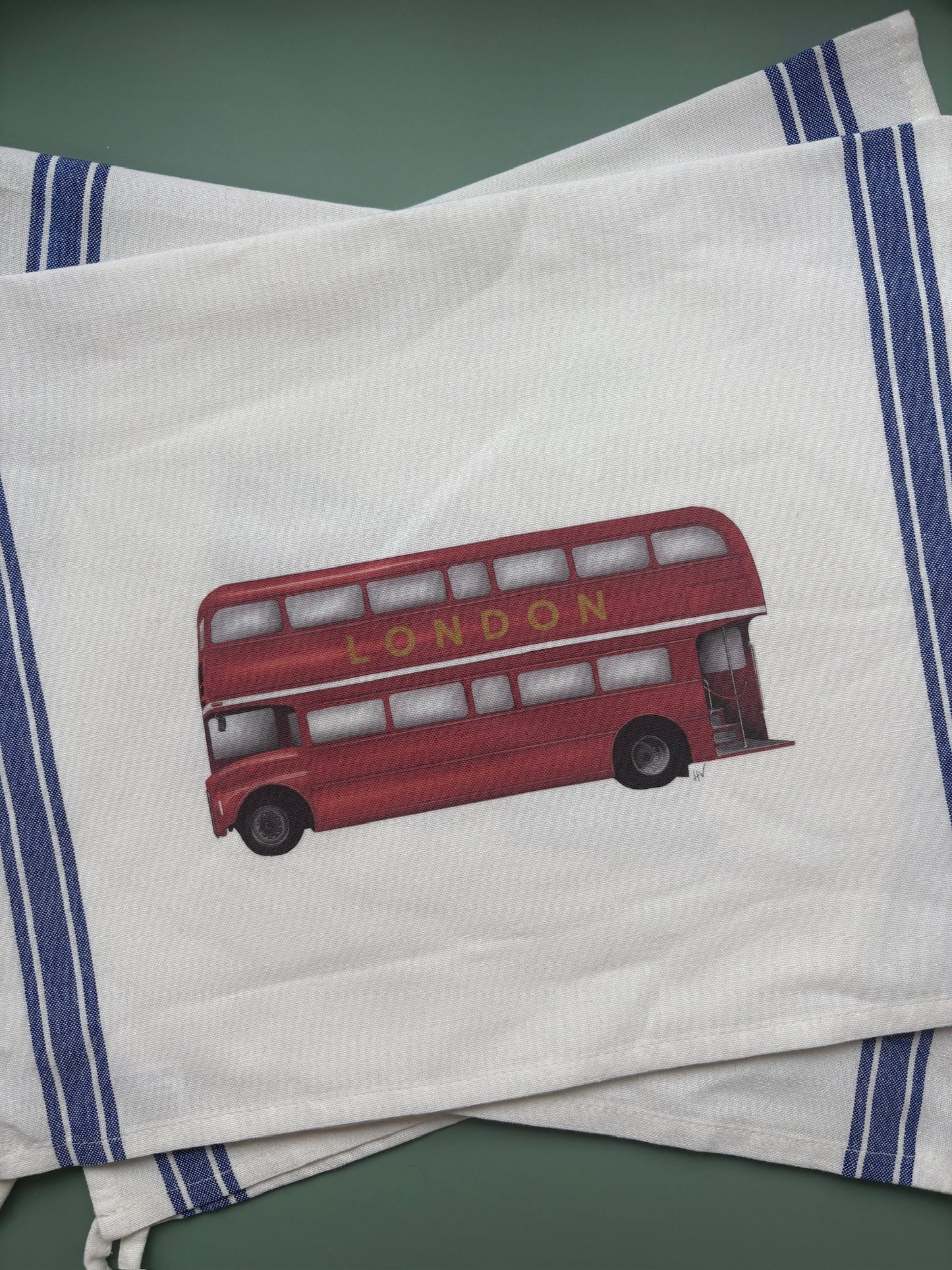 London Bus Striped Kitchen Towel