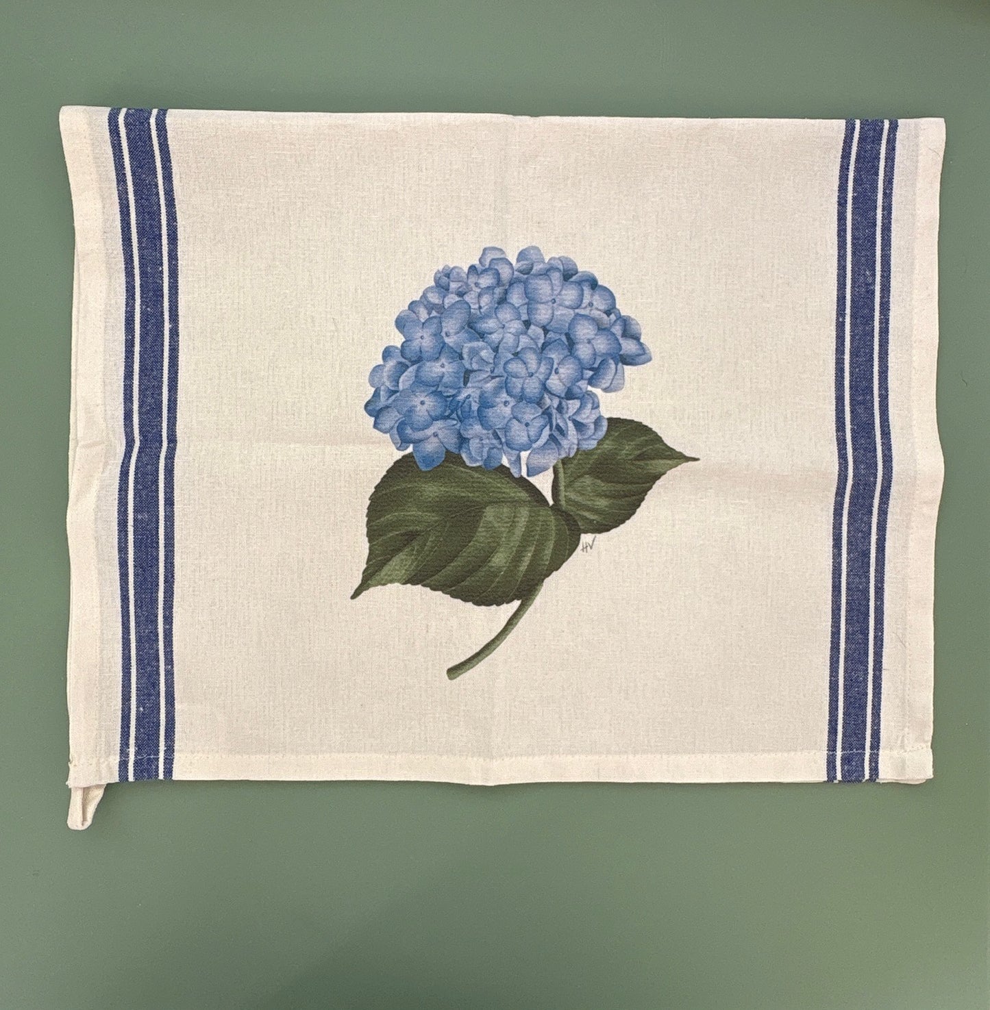 Hydrangea Striped Kitchen Towel