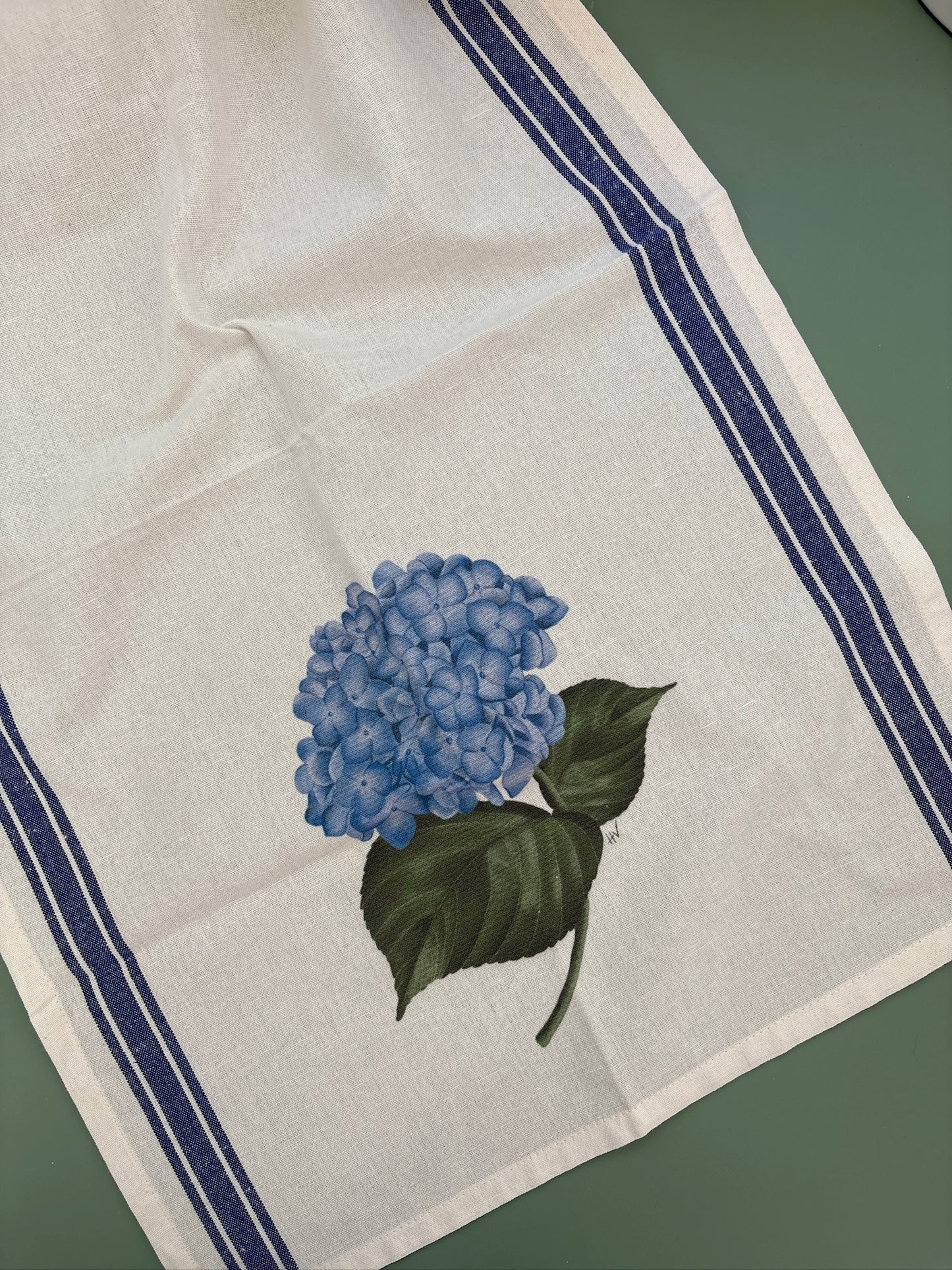 Hydrangea Striped Kitchen Towel