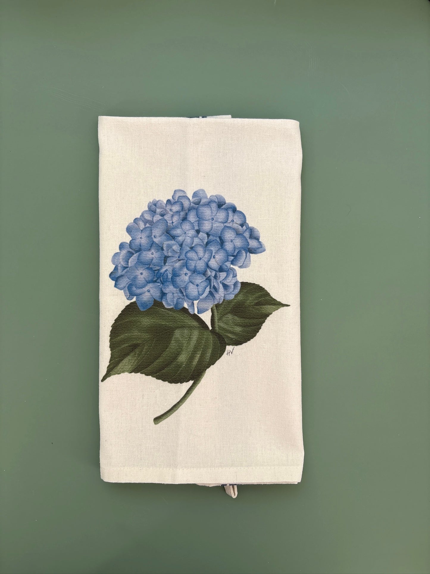Hydrangea Striped Kitchen Towel