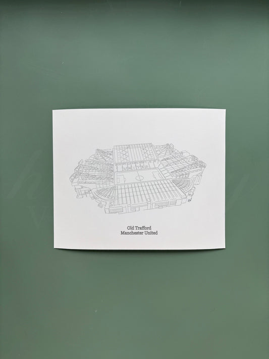 Manchester United Old Trafford Print (Black & White)
