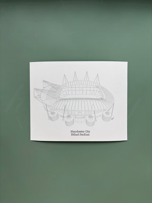 Manchester City Etihad Stadium Print (Black & White)