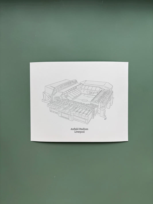 Liverpool's Anfield Stadium Print (Black & White)