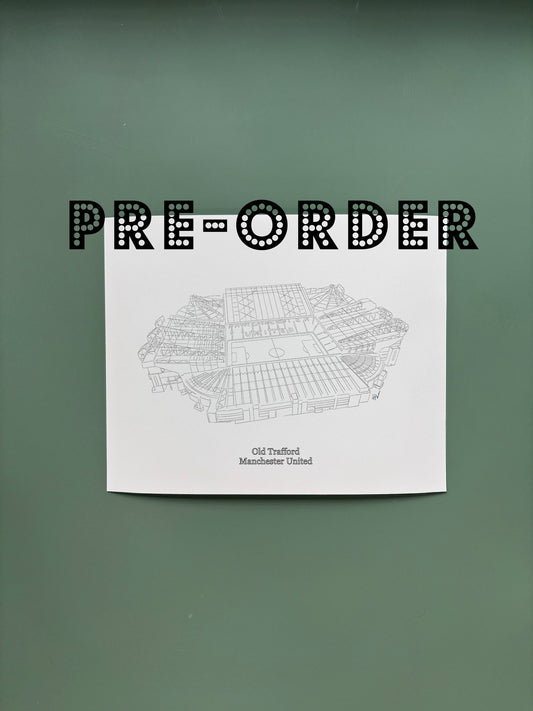 Manchester United Old Trafford Print (Black & White)
